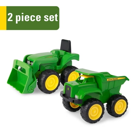 John Deere 6u0022 Sandbox Toy Vehicle Set, Dump Truck and Tractor Toy Vehicles, 2 Pack, Green