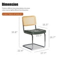 thumbnail image 4 of Dining Chairs Set of 2, Fauex Leather Rattan Side Accent Chairs with Legs, Modern Mid Century Breuer Designed Chairs, Upholstered Dining Living Room Kitchen Chairs (Dark Green-2pcs), 4 of 26