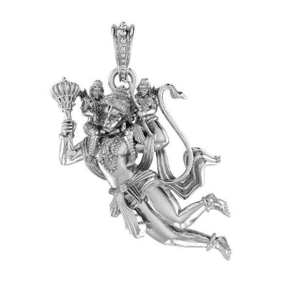 Sterling Silver (92.5% purity) God Hanuman (Big Size) Pendant for Men Pure Silver Lord Bajrang Bali Locket for Good Health & Wealth INCLUDING Silver Chain