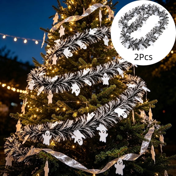 Ouuluon 2 Pack Fall Garland, Durable Shiny Garlands, 79 inch Halloween Streamer for Tree Fireplace Mantel Indoor Outdoor