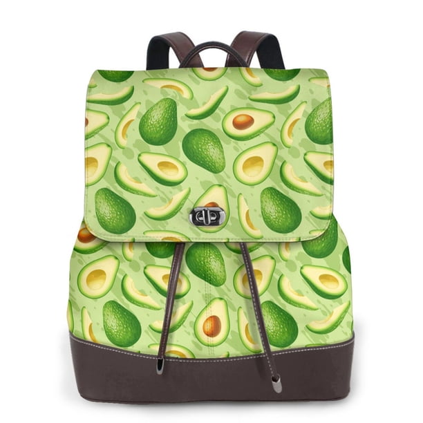 Easygdp Green Avocado Mochila de Cuero para Mujeres, Bolso de Hombro, Bolsos de Mano de Moda para Trabajo y Viajes