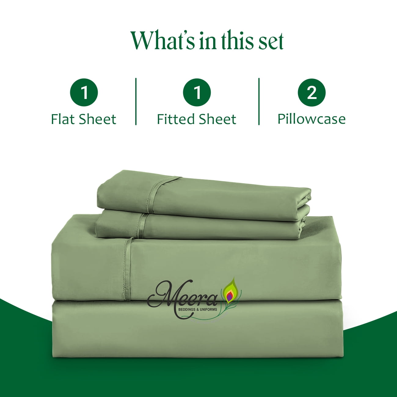 MEERA BEDDING & UNIFORMS Bamboo Bed Sheet with or without Fitted Sheet/ Moisture Wicking, Cooling, Breathable-Queen Size Bed Sheet