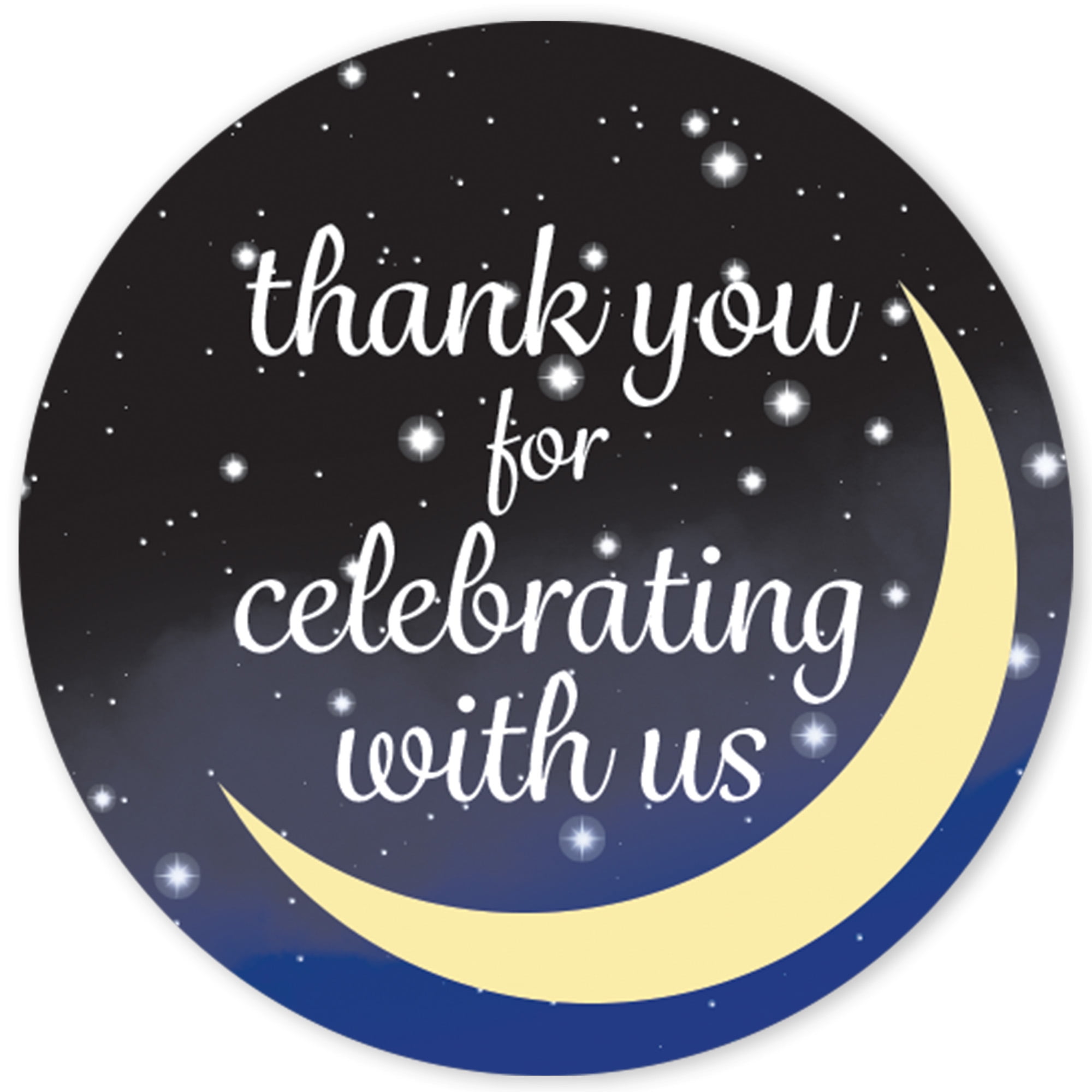 Over the Moon & Stars Thank You Party Favor Stickers - 40 Stickers - Distinctivs
