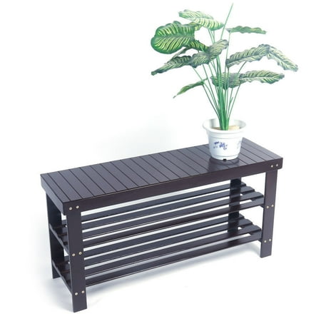 Zimtown 36 Solid Wood Shoe Bench Storage Racks Seat Organizer For