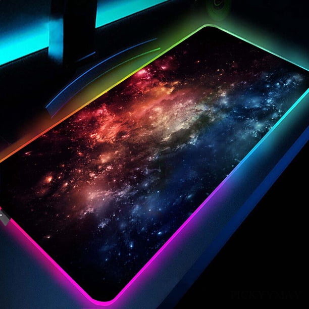 Alfombrilla de ratón RGB LED Lllumination para oficina, alfombrilla de ratón grande para Gamer Space Universe Gaming, teclado, ordenador, Anime, alfombrilla de escritorio para CSGO LIUWENJING unisex