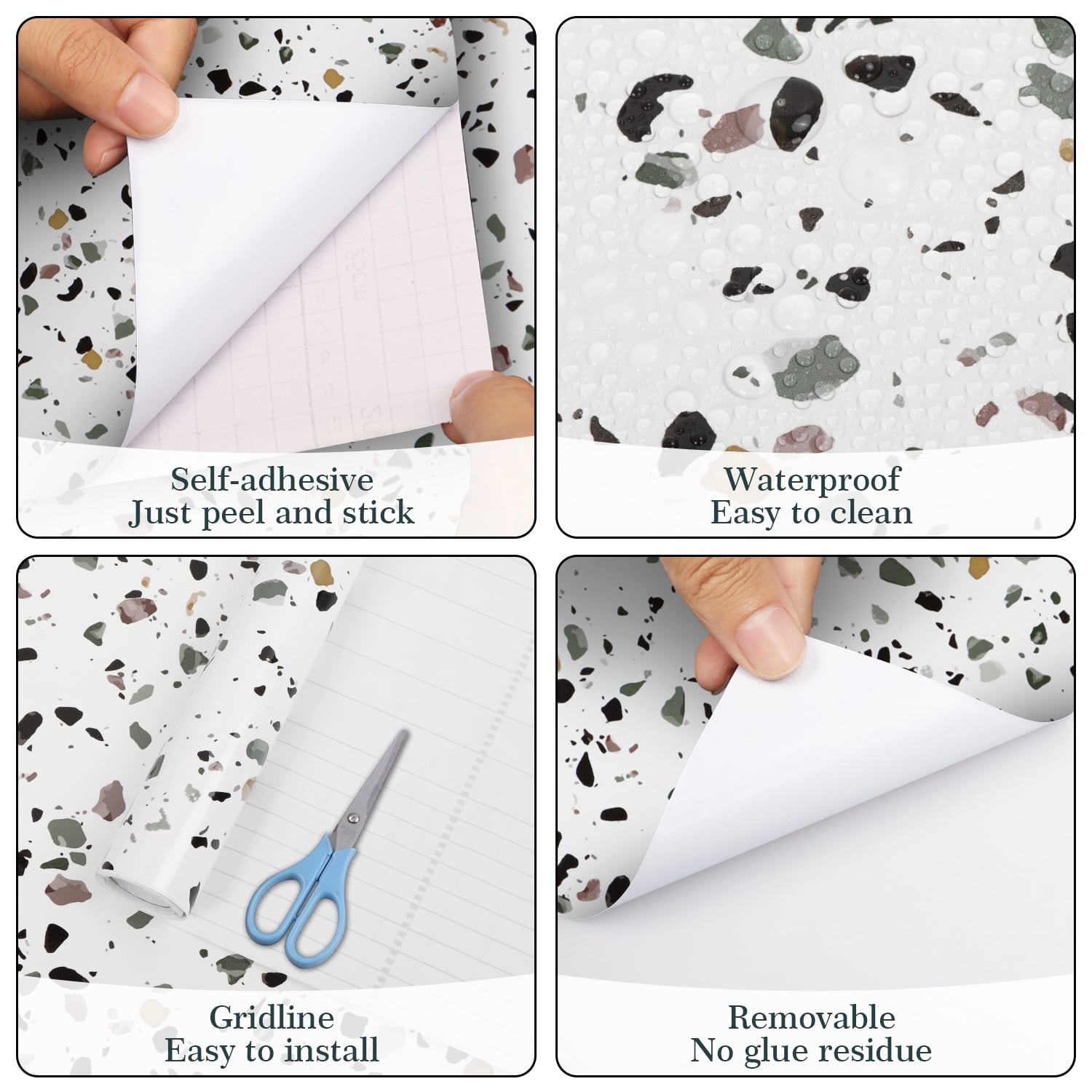 Arthome Granite Contact Paper and Peel and Stick Wallpaper for Countertops 15.7inch x393 inch Waterproof Self Adhesive Marble Wall Paper Roll for Decorative Kitchen Countertops Removable