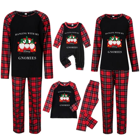 Odeerbi Matching Family Christmas Pajamas Sets Xmas Family Home Wear Sets 2025 Casual Printed Top with Bottom Outfits Loungewear Sleepwear Jammies for Mom
