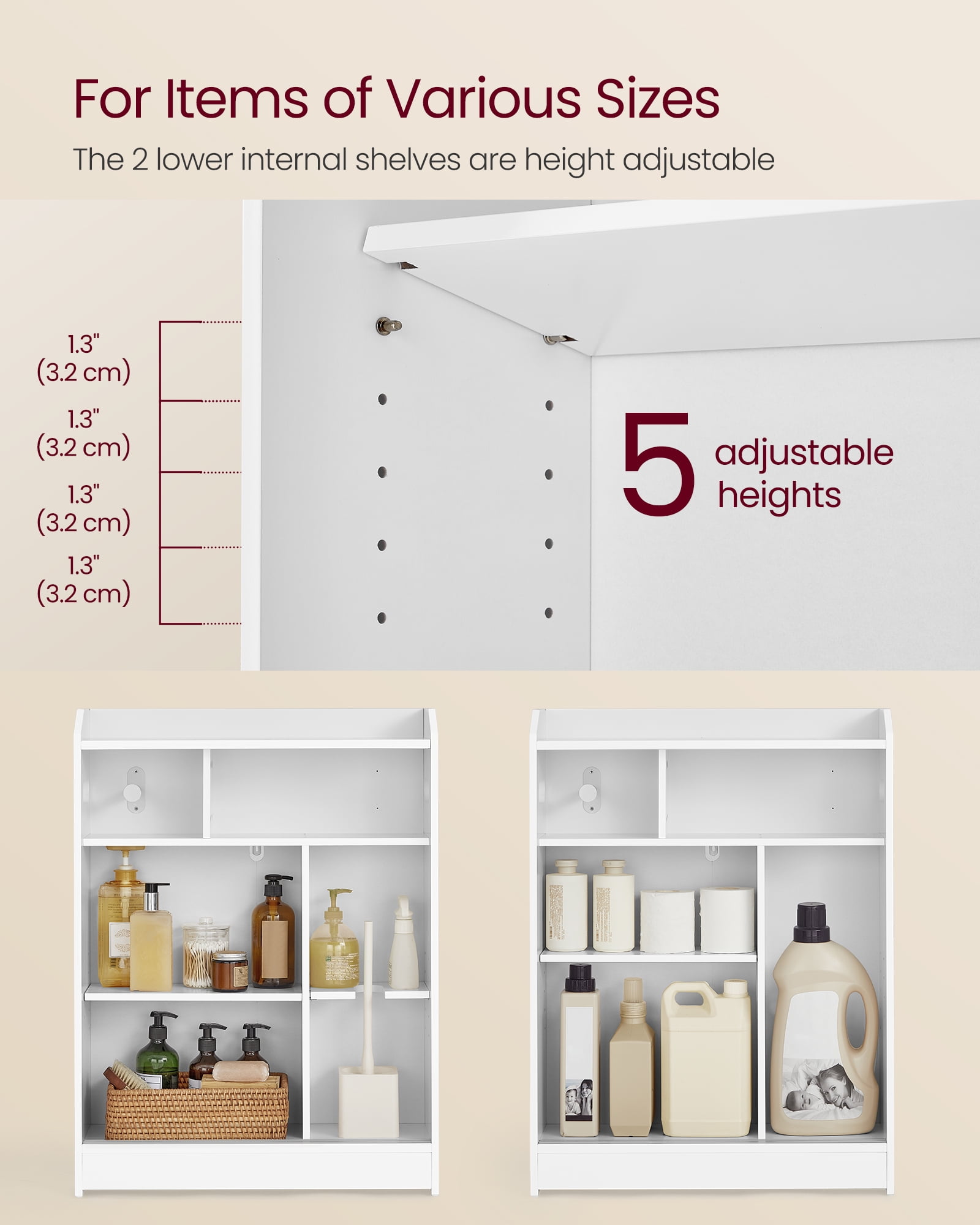 Slim Bathroom Cabinet with Toilet Paper Holder and Brush Compartment - Space-Saving Storage Solution for Narrow Bathrooms