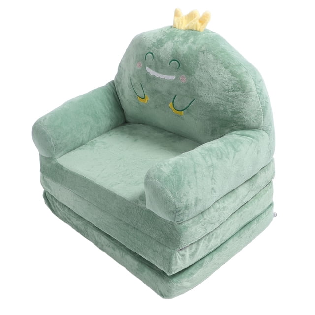 Cartoon Green Dinosaur Foldable Toddler Chair With Wide Handle, Soft Breathable Kids Sofa For Reading, Relaxing, Sleeping