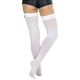 thumbnail image 2 of ToBeInStyle Women's Opaque Satin Bow Accent Thigh Highs - White/Black - One Size, 2 of 6