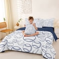 thumbnail image 3 of Castle Fairy Sport Baseball King Bedding 7pcs, Ball Game King Bed in a Bag, White Navy,Navy Blue Reversible, 3 of 7