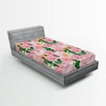 thumbnail image 2 of Ambesonne Roses Fitted Sheet, Botany Garden Flowers Print, Twin XL Size, Forest Green Pastel Pink, 2 of 5