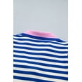 thumbnail image 6 of TinyCribz Women's Blue Striped Polo Blouse – V Neck Contrast Trim Short Sleeve Casual Top for Summer 2XL, 6 of 9