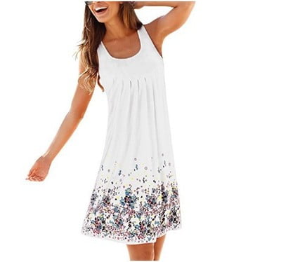Women Sleeveless Floral Print Loose Casual Beach Summer Dress - Walmart.com