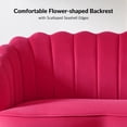thumbnail image 7 of Velvet Futon Loveseat Sofa, 2-Seater Upholstered Couch with Flower-Shaped Back and Gold Metal Legs, Fushia, 7 of 7