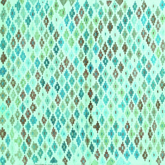 Ahgly Company Indoor Square Southwestern Turquoise Blue Country Area Rugs, 6' Square