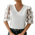 thumbnail image 2 of Karight Tops for Women Trendy Floral Lace Sleeve Round Neck Dressy Blouse Casual Summer Work Business Outfits, 2 of 9