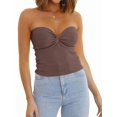 thumbnail image 5 of Womens Tube Tops Summer Outfits Beach Vacation Clothes Sweaters Strapless Sleeveless Tank Tops Brown L, 5 of 9
