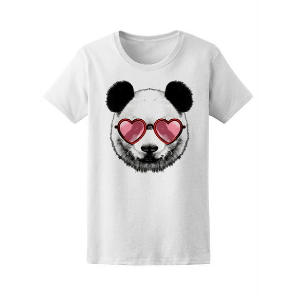 Smartprints Womens Graphic Tee - Panda With Heart Glasses - Regular Fit 100% Cotton