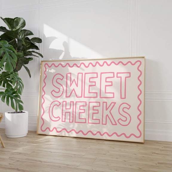 Sweet Cheeks Art Poster, Pink Preppy Bathroom Poster, Typography Poster, Bathroom Art, Light Pink Restroom Decor, Bedroom Decor, Unframed Poster Size 8x12 F03.1.15l241