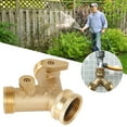 thumbnail image 2 of Garden Hose Splitter,2 Way Brass Hose Y Splitter Hose Adapter With 2 Valves 3/4in Hose Faucet Splitter For Outdoor Indoor, 2 of 10