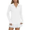 thumbnail image 2 of Women's Long Sleeve Tennis Dress with Quarter Zip, Lightweight Athletic Golf Skirt, Moisture Wicking Sportswear for Running, Training, and Outdoor Activities, 2 of 2