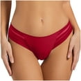 thumbnail image 2 of Womens Bikini Underwear Womens Solid Color Underwear Breathable Sports Boy Shorts Panties Lace Briefs Tummy Panties for Women Wine S, 2 of 6