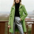 thumbnail image 2 of Women's Wool Coat Lapel Long Sleeve Slim Fit Mid-Length Breasted Trench Coat Jacket Outerwear, Warm Elegant Business Casual Winter Fashion Coat | CSEONE,Army Green L, 2 of 9