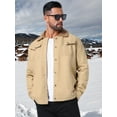 thumbnail image 4 of DARING DIVA Collared Button Front Fleece Lining Cargo Trucker Jacket XL Light Khaki, 4 of 7