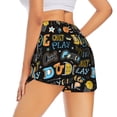 thumbnail image 4 of Picia Basketball Pattern Women's 2 in 1 Athletic Running Shorts High Waisted Workout Casual Gym Sweat Shorts with Comfy Liner Zipper Pockets-XX-Large, 4 of 9