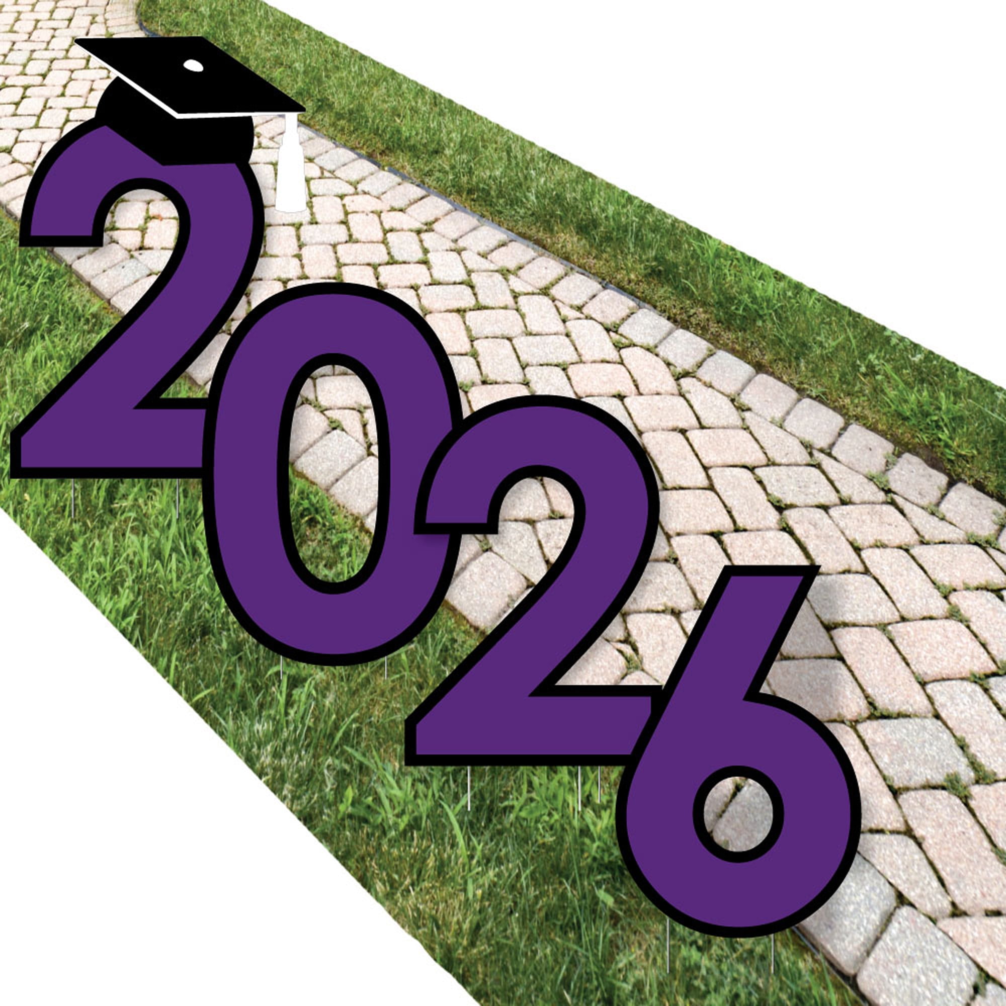 Big Dot of Happiness Purple 2026 Graduation Party Yard Signs - Outdoor Lawn Decorations - 2026
