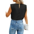 thumbnail image 4 of Liacowi Women Crew Neck Padded Shoulder Tank Tops Sleeveless Summer Tee Shirts Loose Casual Tops Blouse, 4 of 5
