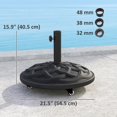 thumbnail image 2 of Base de Parasol de Patio Ronde Robuste de 44 Lb avec Roues, Support Lesté en Résine et Béton pour Poteaux de 1,3 Pouces/1,5 Pouces/1,9 Pouces, Design Tressé Noir pour Jardin, Terrasse, au Bord de la Piscine et Cour, 2 of 7