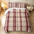 thumbnail image 2 of Manfei Classic Plaid Quilt Full,Geometric Stripes Full Bedspread Sets,Beige Red,3 Pieces,1 Coverlet and 2 Pillowcases, 2 of 7