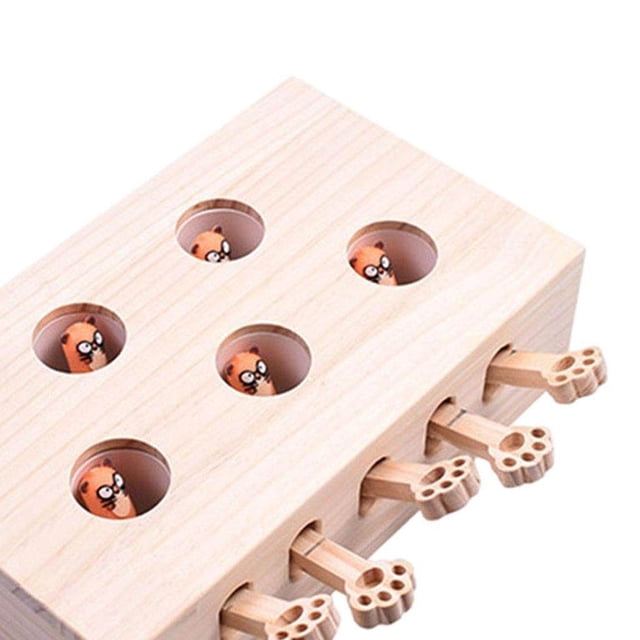 VONKY Cat Tease Punch Funny Interactive Toys Wood Whack Mouse Puzzle Box doll
