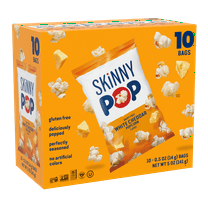 SkinnyPop Gluten-Free White Cheddar Popcorn, 0.5 oz Snack-Size Bags, 10 Count
