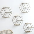 thumbnail image 6 of Decoration Rack Simple Style Wall Hanging Decoration Metal Bracket Wooden Base Natural Stability Beautiful And Generous/ Wrought Iron Hexagonal Grid Wall Rack Bronze, 6 of 8
