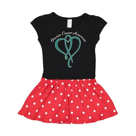 

Inktastic Ovarian Cancer Awareness with Teal Heart Ribbon Gift Toddler Girl Dress