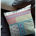 thumbnail image 2 of Flower Castle Patchwork Faux Suede Fabric Throw Pillow in Yellow and Pink 20x20, 2 of 9