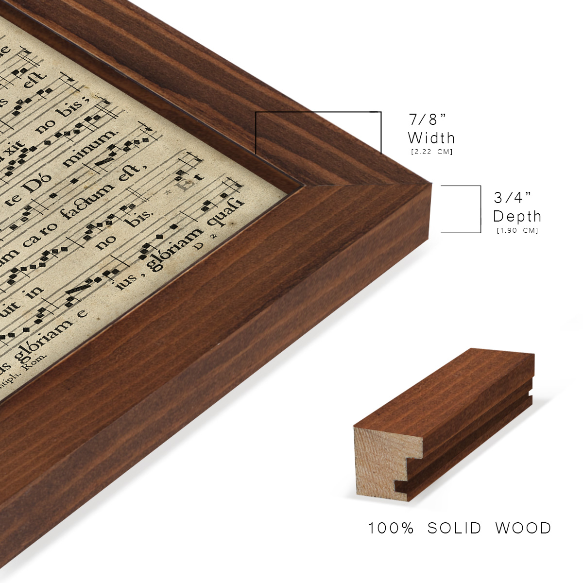 Vellum Songbook IV -Framed Print w/glass-Chestnut