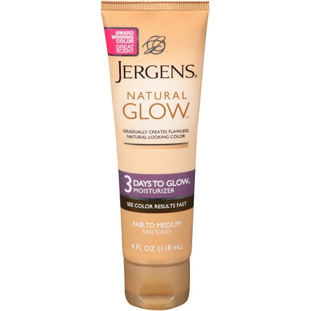 Jergens Natural Glow 3 Days to Glow Moisturizer, Fair to Medium Skin Tones, 4 (Best Spray Tan For Fair Skin)