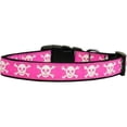 thumbnail image 2 of Pet Dog  Cat Nylon Collar or Leash, "Pink Skulls", 2 of 2