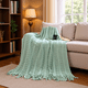 thumbnail image 2 of mint green Throw Blanket for Couch & Sofa Bed, Soft Knit Woven Gold Blanket with Tassel, Decorative for Chair & Living Room,, 2 of 5