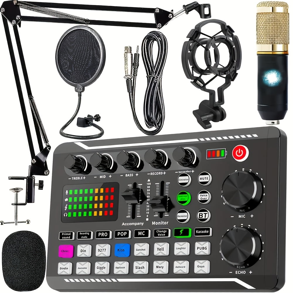 Home Studio Recording Kit Podcast Music Mixer Equipment Condenser Microphone Set