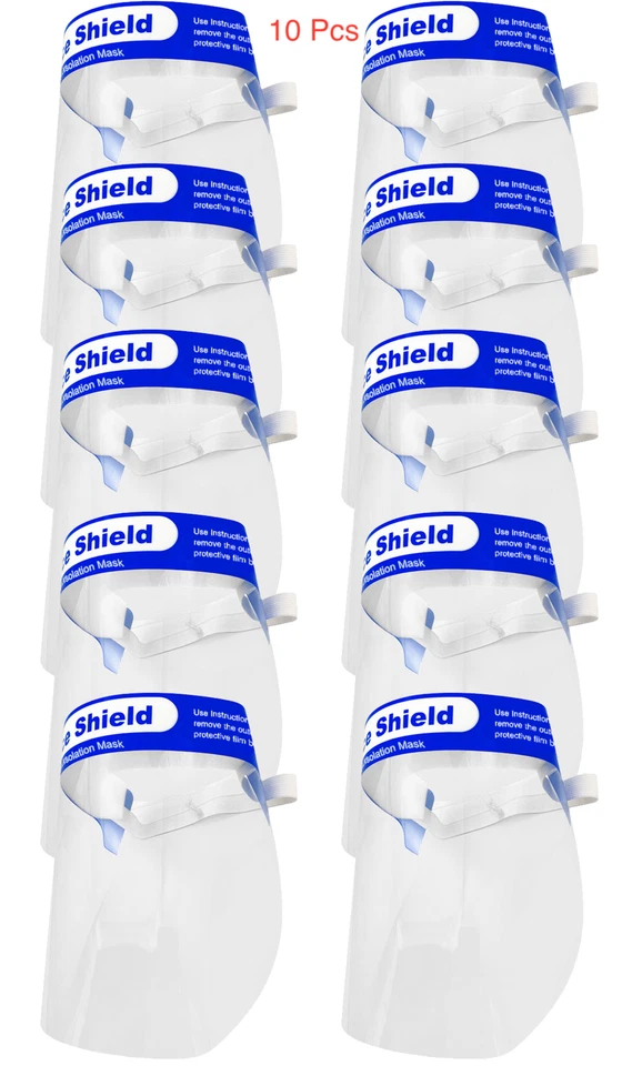 CRESTIN- 10 Pcs Safety Face Shield Anti-Splash Reusable Washable Protection Cover