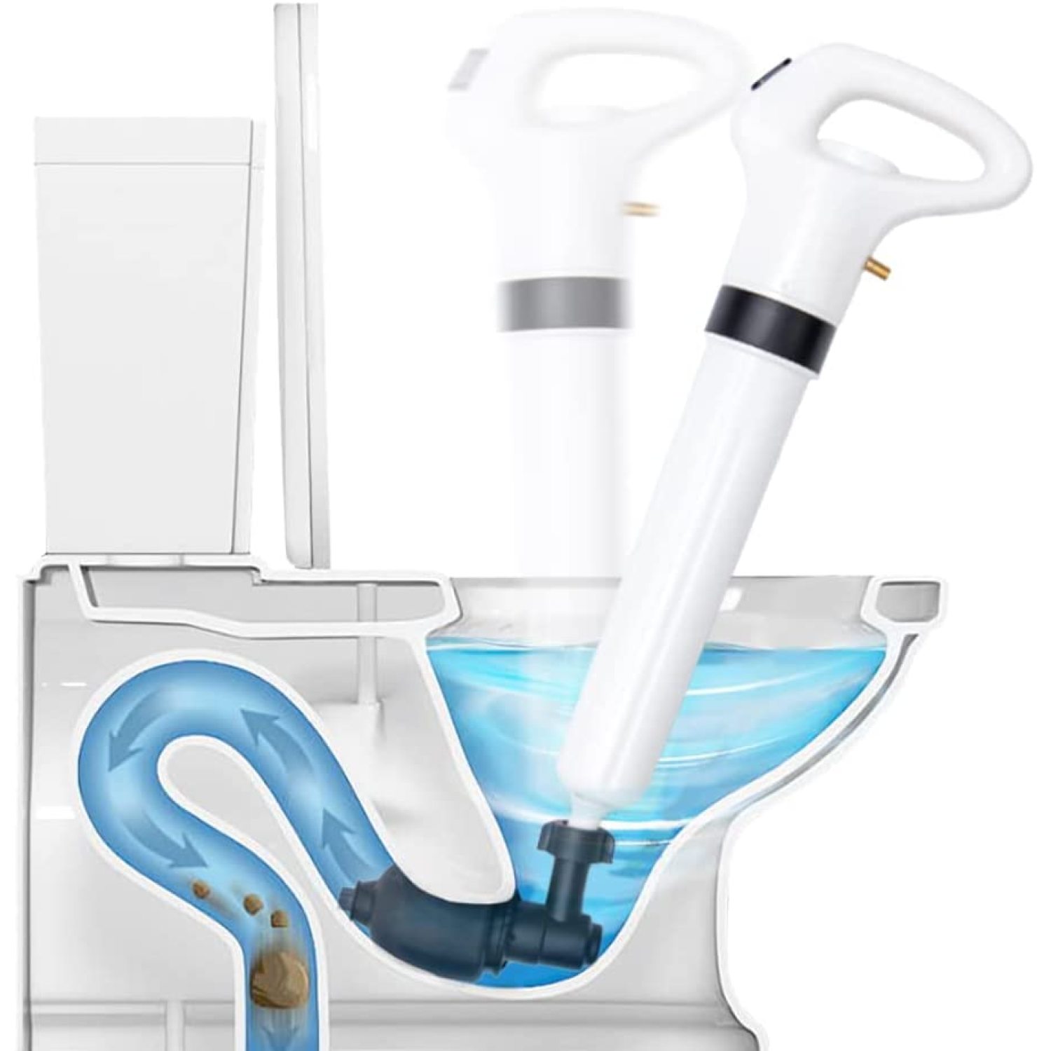 Toilet Air Plunger, High Pressure Power Plunger Unblocker Air Drain