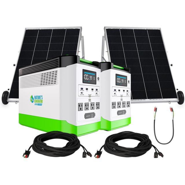 Nature's Generator Lithium 1800 Platinum:2 of 1800W Solar & Wind Powered Nature's Generator Lithium+ 2 of 100W Solar Panels with 50ft cable