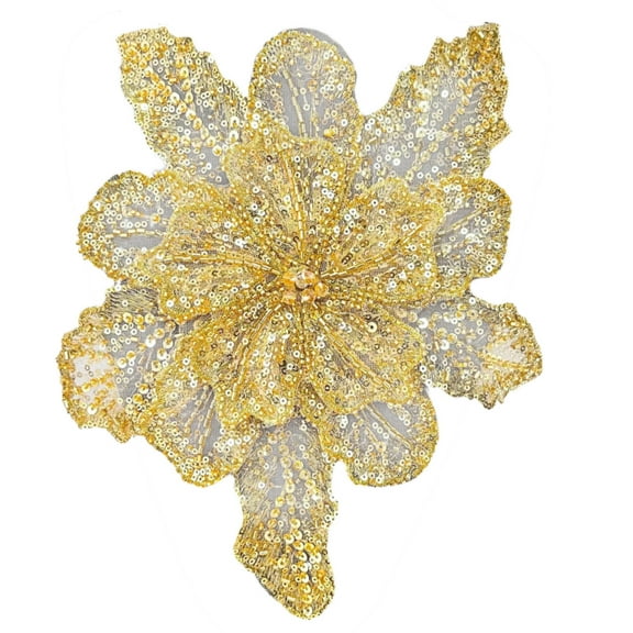 lixuesong Eye-Catching Flower Fabric Sequined Sewing on Patches for Wedding/ Evening Dress Clothing Patches