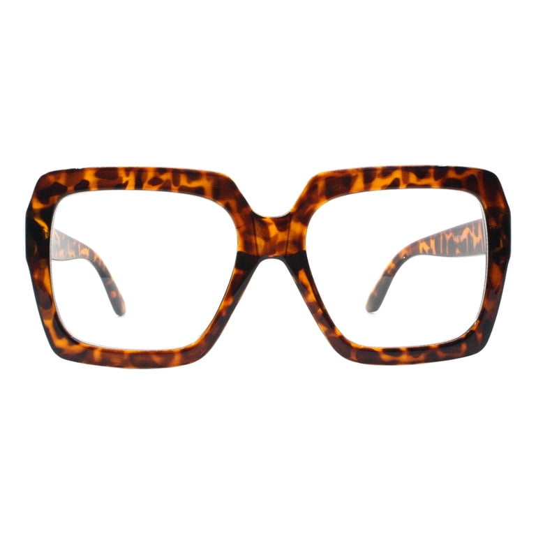 JuicyOrange XL Oversized Square Frame Glasses, Clear Lens, UV 400