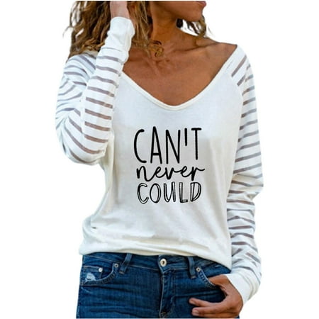 

Women s Casual Letter Printing Long Sleeve Hollow Out Splicing White Blouse T-shirt Tops Plus Size Loose Fit Sweatshirt Pullover